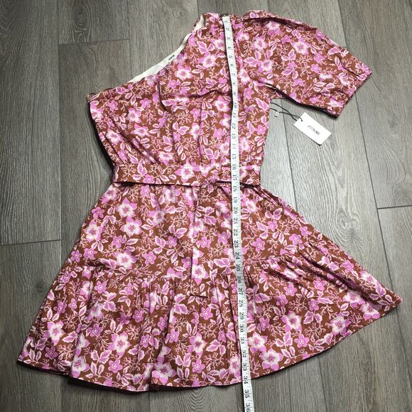 NWT Jason Wu Womens One Shoulder Belted Floral Mini Dress Lined Multicolor L - Picture 10 of 11